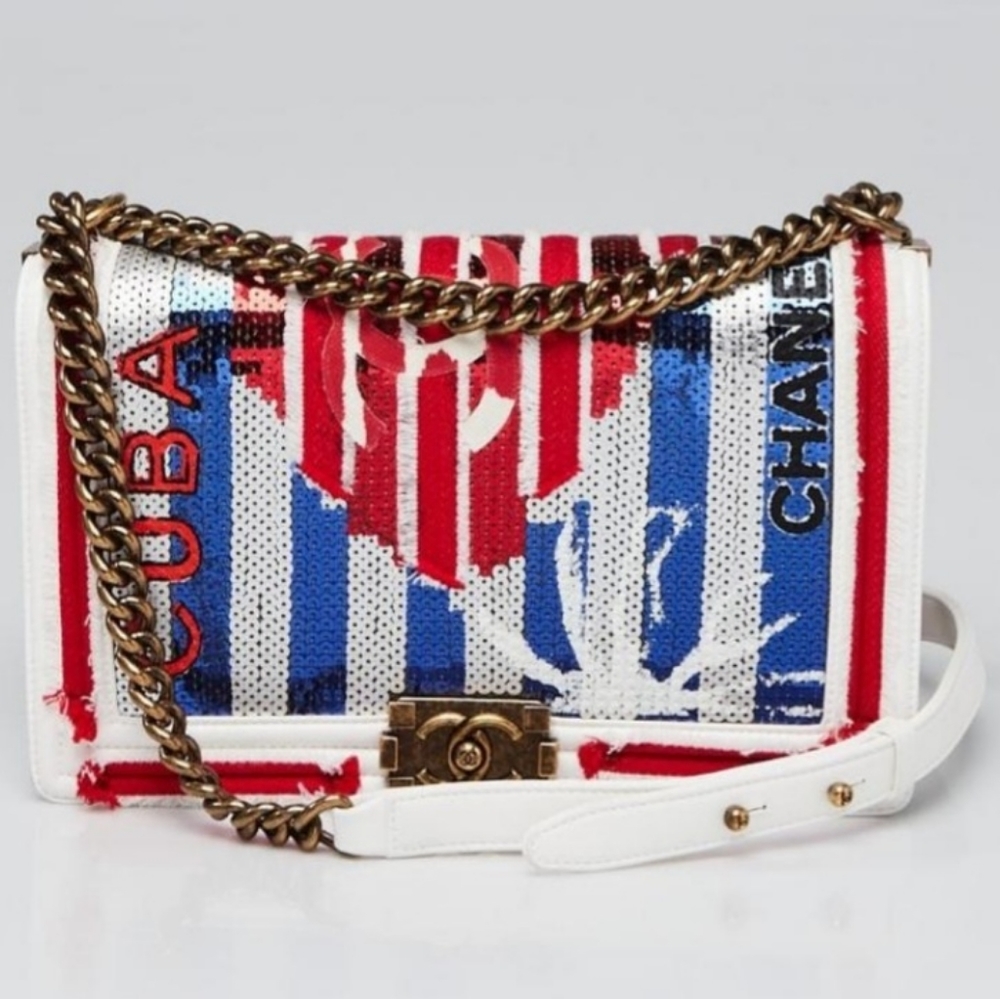 Cuba Cruise 2017 Embroidered Leather BOY CHANEL Bag